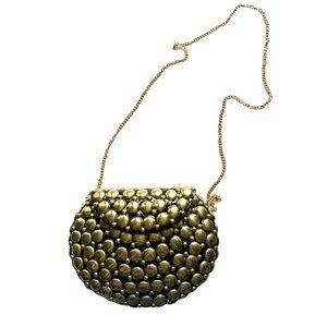 Ramla Black and Gold Rockstar Clutch Crossbody Shoulder Handmade Stud Bag NWOT